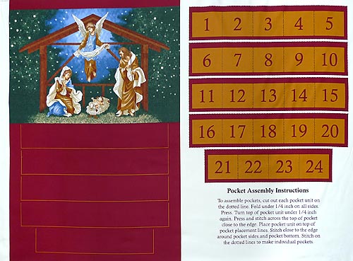 イエスの誕生 アドベントカレンダー/ダークレッド 110*75