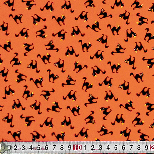 三角帽子のクロネコ ハロウィーン/トス/パンプキンオレンジ 110*90