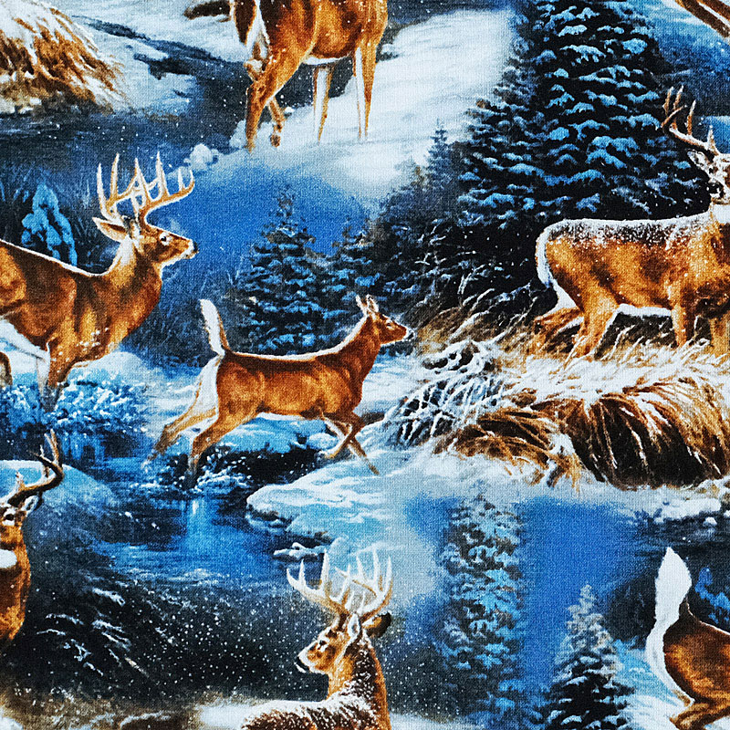 トナカイ、 鹿、モミの木 クリスマス・シーニック