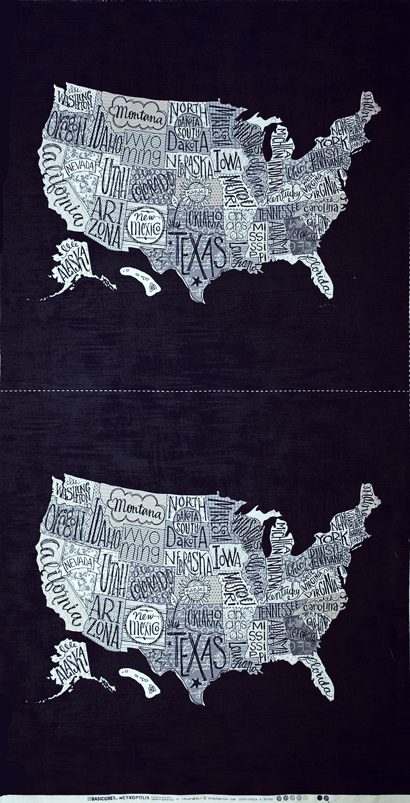 アメリカの地図 パネル/ブラック 58*110