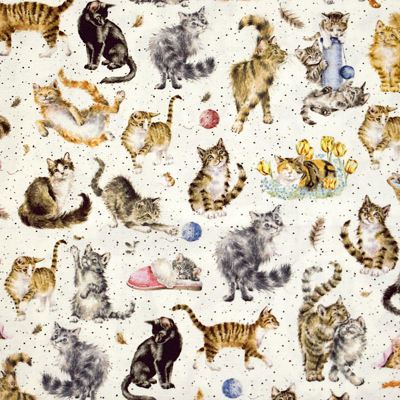 ネコと毛糸玉 ホワイト