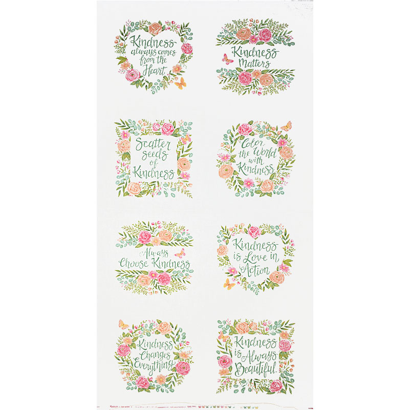 バラ、すずらん、蝶々のリース/ブーケ パネル/ホワイト 60*110